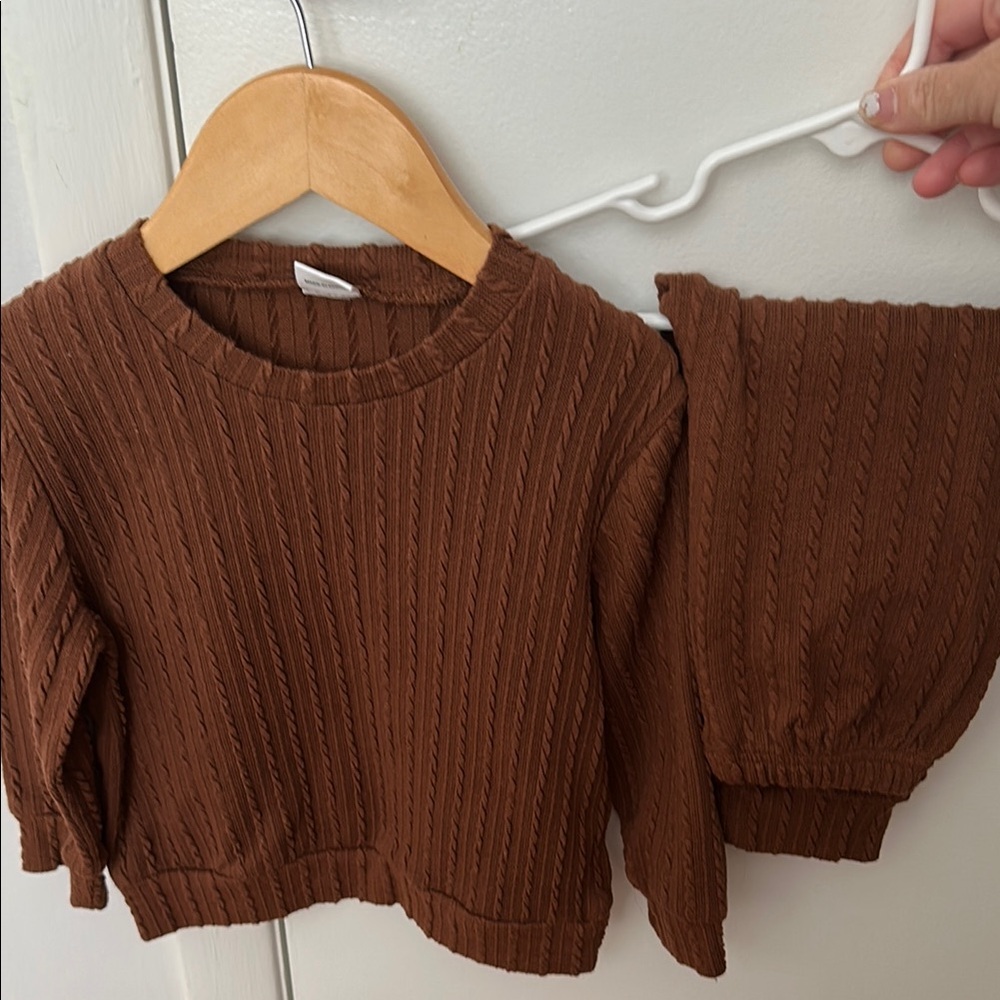 Brown Kids Cable Knit Top